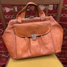 Handtasche Echtleder Vintagetasche mit Geldbeutel Braun Cognac Shopper 60er 70er