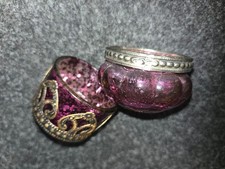 kleine Windlicht  Teelichthalter Glas flieder  Metallrand Gold 2er Set