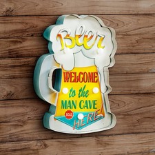 Blechschild Bier Glas LED