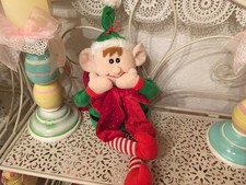 Weihnachtself Plüsch Junge Samtschleifen n. Tilda Art Landhaus NEU