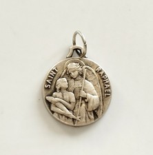 mama-estelle Vintage religiöse Medaille Heiliger RAPHAEL Erzengel aus...
