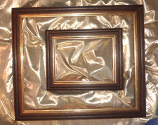 2 BILDER-RAHMEN "Berliner Leiste"Antik-Echtgold dkl.braun natur, VINTAGE wie NEU