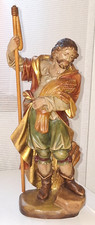 Holzfigur geschnitzt, Bauer mit Dreschflegel, Heiliger, HL. Isidor, 25cm, TOP35K