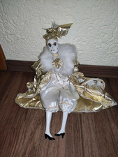 Porzellanpuppe, Harlekin, Clown gold