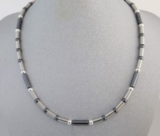 Titan Titanium echte Hals Kette Kugel Collier Silber Herren Damen Hämatit grau
