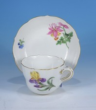 Meissen "Blume 1" Mokkatasse & Untertasse  2 Schleifstriche
