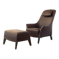 Giorgetti Sessel Normal Leder 2212 Dunkelbraun Gestell Buche Matt 