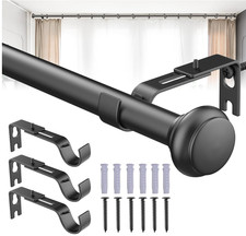 LIIGOU Vorhangstange Gardinenstange Ausziehbare 2.1-3.1M mit Halterung Schwarz