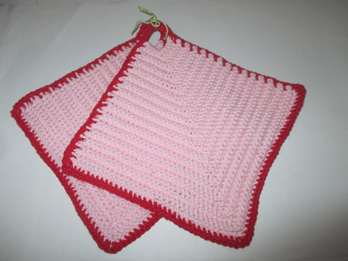 Topflappen gehäkelt rosa mit - topflappen,