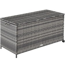 Auflagenbox Kuusamo mit Aluminiumgestell und Rollen 297l, 117x54x64cm grau B-War