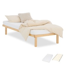 Massivholz Bett 90x200 cm mit Lattenrost optional Matratze natur Homestyle4u