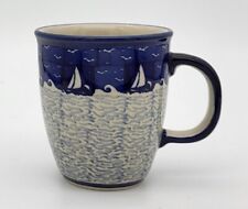 B-Ware Bunzlauer Keramik Tasse MARS - blau/weiß - 0,3 Ltr, Segelboote (K081-LK04