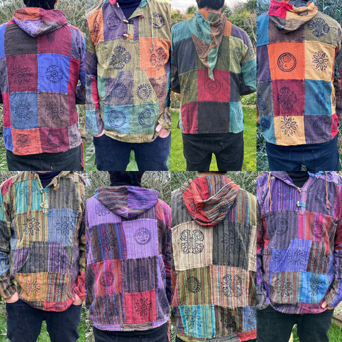 Patchwork hippie hoodie - hippie,
