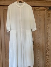 Neuwertiges hessnatur Kleid Damen Dress Damenkleid Gr. EU 46 Baumwolle Leinen