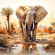 Deko Bild Afrika Elefant Wasserstelle Savanne Wandbild Tiere Wanddeko Wandfliese