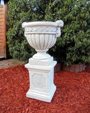 Pflanzamphore + Sockel, Amphore, Steinguss, Pflanzschale, 82 cm Steinfigur