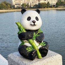 Panda Statue Solarlicht Bambus