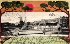 Leer / Ostfriesland, Dock, Jugendstil-AK, 1901 nach Hamburg versandt