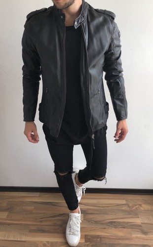 Neue schwarze tigha lederjacke - neue,