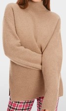MARC CAIN 100% Cashmere Strick Pullover 38 camel Kaschmir Turtleneck N3 Casual