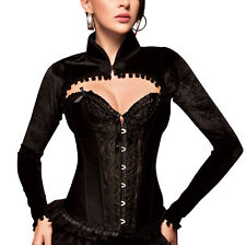 sexy Damen Samt Bolero langarm Jäckchen Schulterjacke Jacke Blazer schw Organza