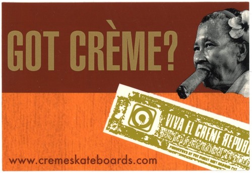 Creme skateboard sticker - creme,