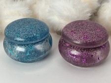 Schmuckdosen Set Neu Resin Klein Rosa Blau Klar Glitzer Handmade Unikate 