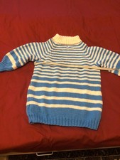 Pullover selbstgestrickt blau-