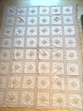 Tagesdecke Bettüberwurf Tischdecke Handarbeit gehäkelt u.Locharbeit Vintage