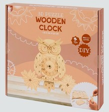 Holz puzzle uhr - eule, voll