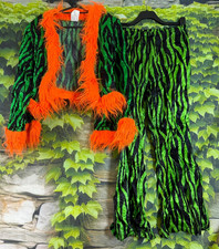 Vintage 70er Jahre Damen Kostüm Gr. 42 M – Jacke & Hose Grün Retro Outfit Schlag