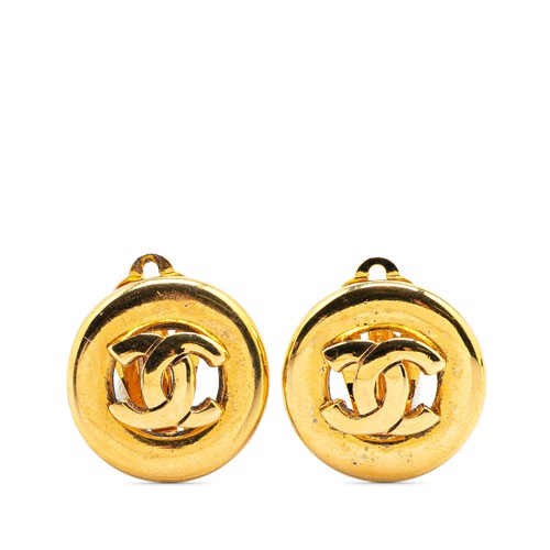 Chanel gold plated round - cc,