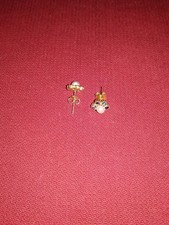 Goldohrringe 333 Perlen/blaue Steine 0,75g 15mm Schön!