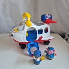 Fisher Price Little People Spin-n-Fly Flugzeug Plane Lil Movers 2009 2 Figuren