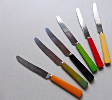 Obstmesser,  bunter Plastikgriff, 6 Stück, 50er/60er