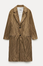 ZARA Lässiger Oversize Mantel in Bronzetönen und Knitterlook Gr. XS