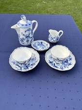 MEISSEN Kaffeeservice Zwiebelmuster 7-tlg. Kanne Tassen Milchkännchen 4. Wahl