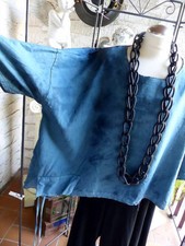 5004 AKH TUBA Tunika blau 100 Leinen Tasche, Batikstyle