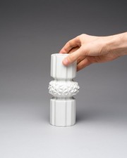 Heinrich Bisque Porcelain Vase Vintage 60s-70s Design Op-Art Relief Space-Age 