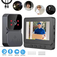 Video Türklingel mit Kamera Funkklingel Türsprechanlage mit 4,3" Monitor schwarz