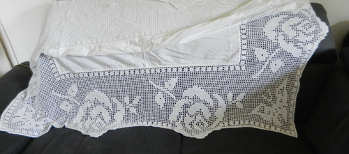 Tischdecke handarbeit 144cm - tischdecke,