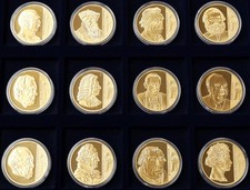 12 Medaillen Die Größten Deutschen Kupfer vergoldet 2018 PP Komplettset