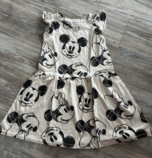 Kleid H&M Mickey Maus Schwarz Beige Größe 122/128