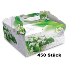 450 Stück Restposten Sonderposten Tortenkarton Kuchenkarton Weiß/Grün 20x20x8cm