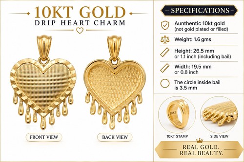 10kt gold tropfherz - gold,