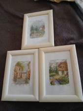 3 kleine fertige Stickbilder ca. 13 x 18 cm 