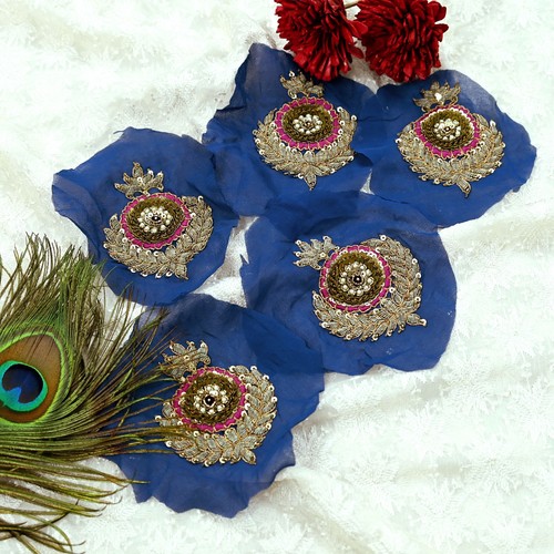 Vintage blaue handbestickte