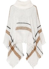 Poncho Wollweiß Camel Schwarz