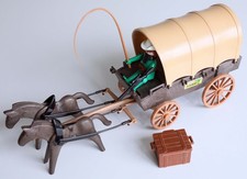 Playmobil - Planwagen Ngorongoro - Kutsche  mit 2 Pferden und Cowboy - 1974