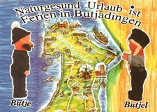 AK Naturgesund Urlaub ist Ferien in Butjadingen, Butje + Butjel (Nr. 1055)